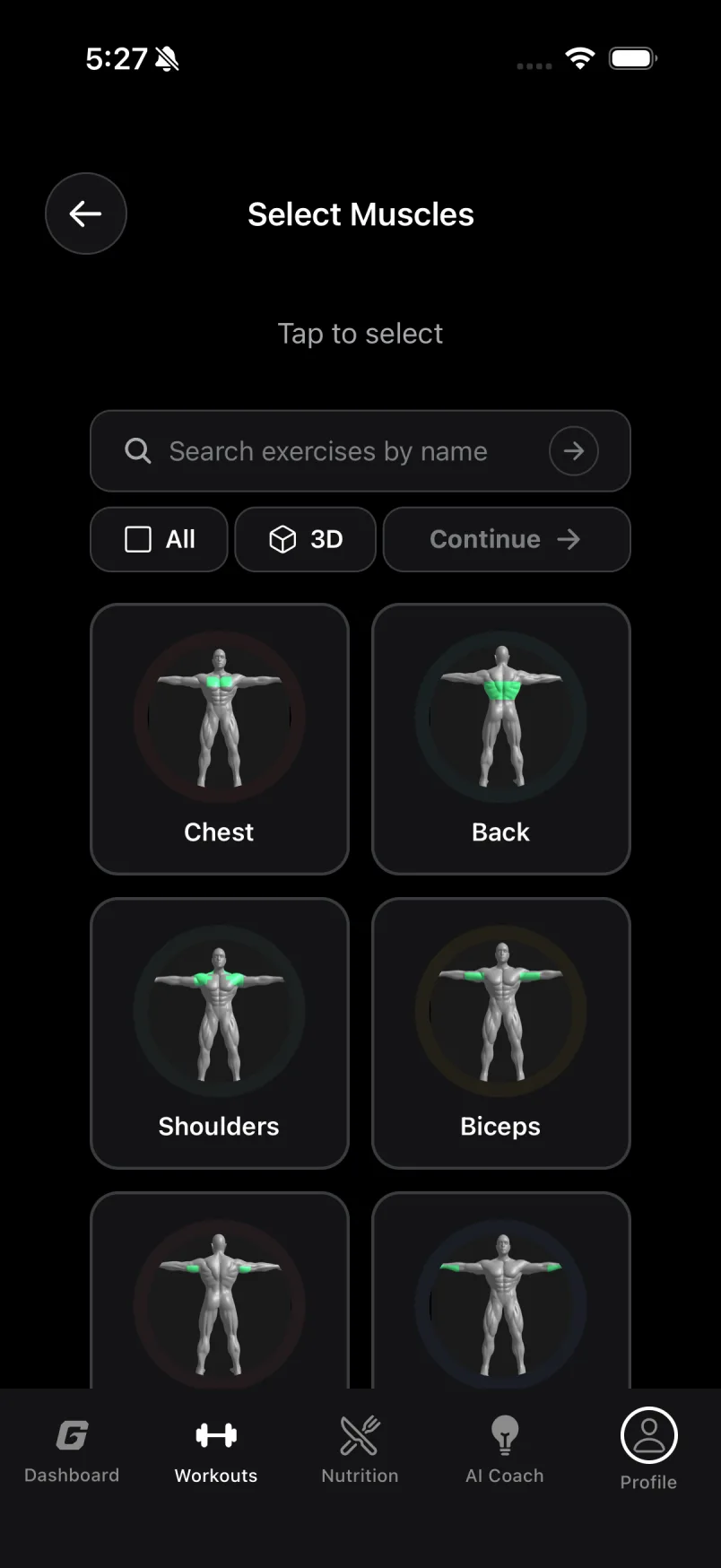 Select Muscles with body-model tiles